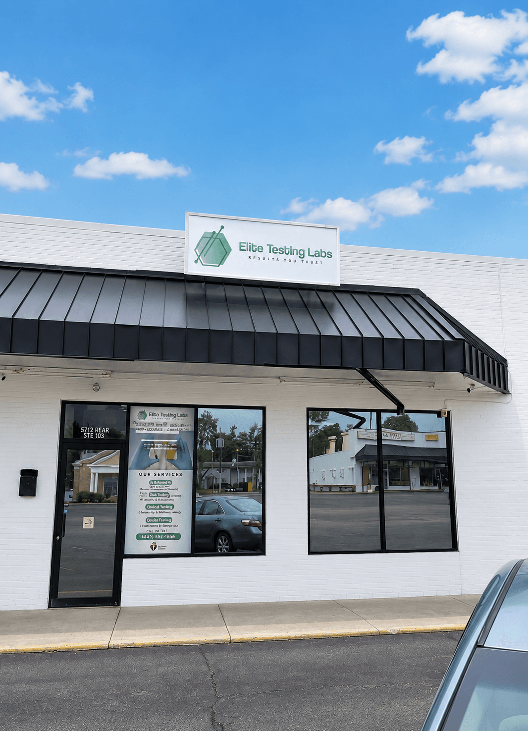 Elite Testing Labs building sign at 5312 S 3rd St South Louisville KY