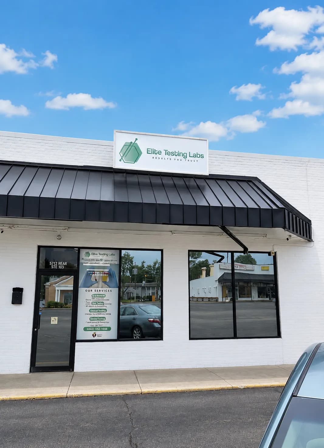 Elite Testing Labs building sign at 5312 S 3rd St South Louisville KY